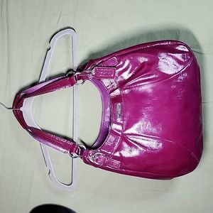 COACH MADISON MAGGIE PLUM PATENT LEATHER SHOULDER BAG PURSE  F19708 SOHO BOHO